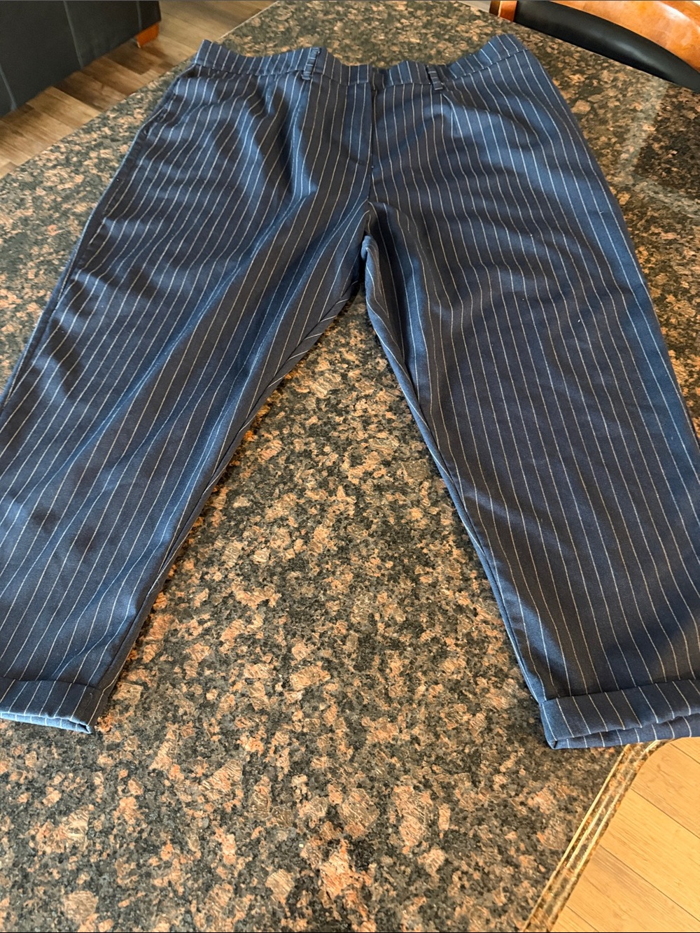 Navy Pinstripe crop Pants size 16. Nasty gal collection.